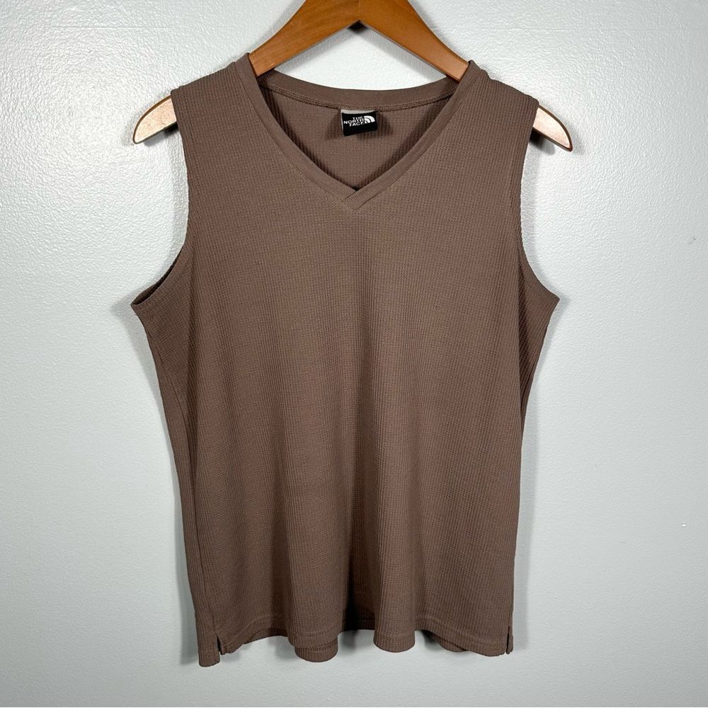 The North Face Light Brown Sleeveless V-Neck Tank Top Casual Athleisure Outdoor